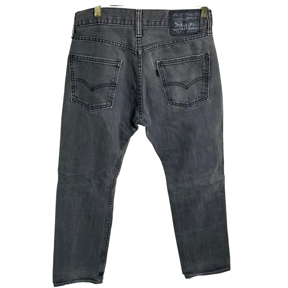 Levi's 513 Slim Straight‎ Jeans Mens 29x30 Grey Denim